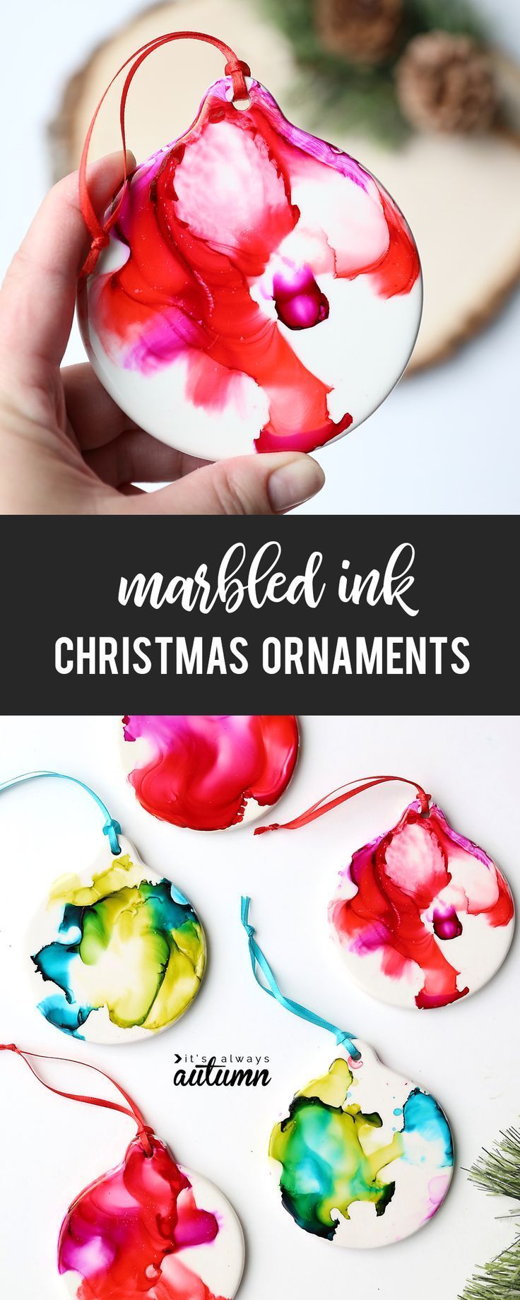 Make pretty marbled Christmas ornaments with ink and FIRE! - It's Always Autumn - Make pretty marbled Christmas ornaments with ink and FIRE! - It's Always Autumn -   16 diy Christmas kids ideas