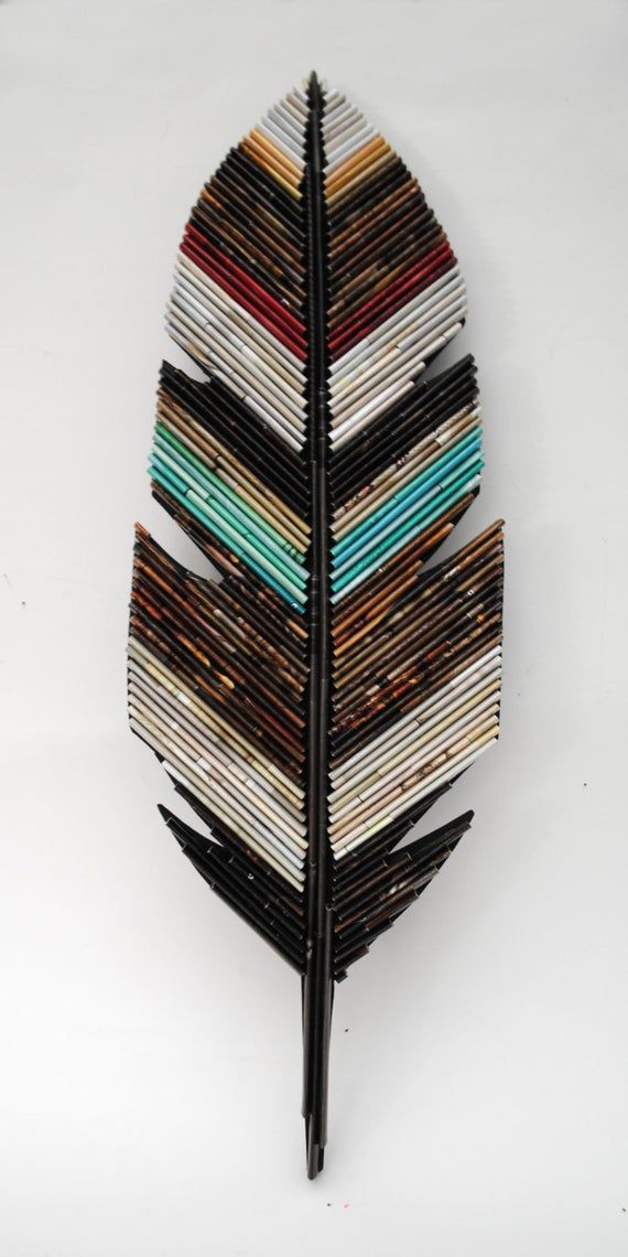 FEATHER- neutral colored wall art - made from recycled magazines, unique, home decor, interior design, unique, handmade,native,natural - FEATHER- neutral colored wall art - made from recycled magazines, unique, home decor, interior design, unique, handmade,native,natural -   16 diy Home Decor recycle ideas