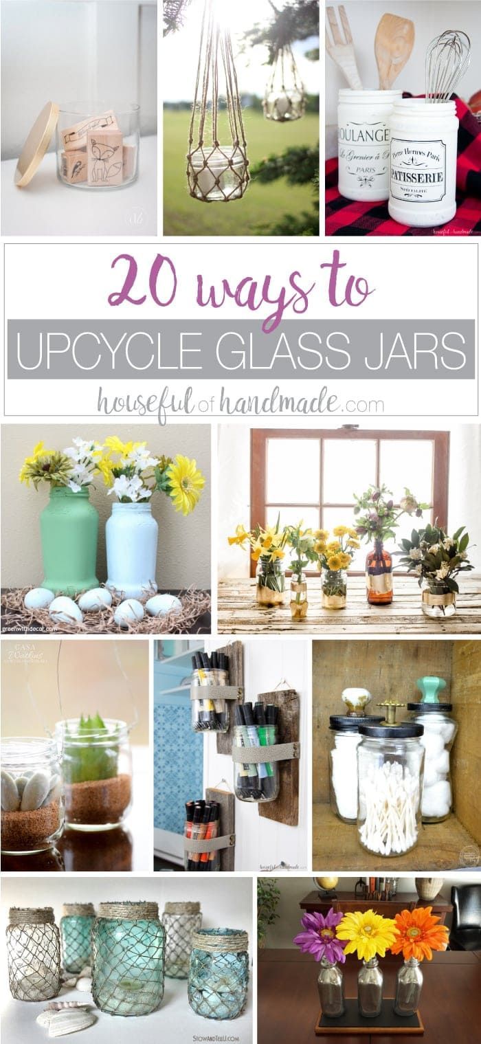 20 Ways to Upcycle Glass Jars & Bottles - 20 Ways to Upcycle Glass Jars & Bottles -   16 diy Home Decor recycle ideas
