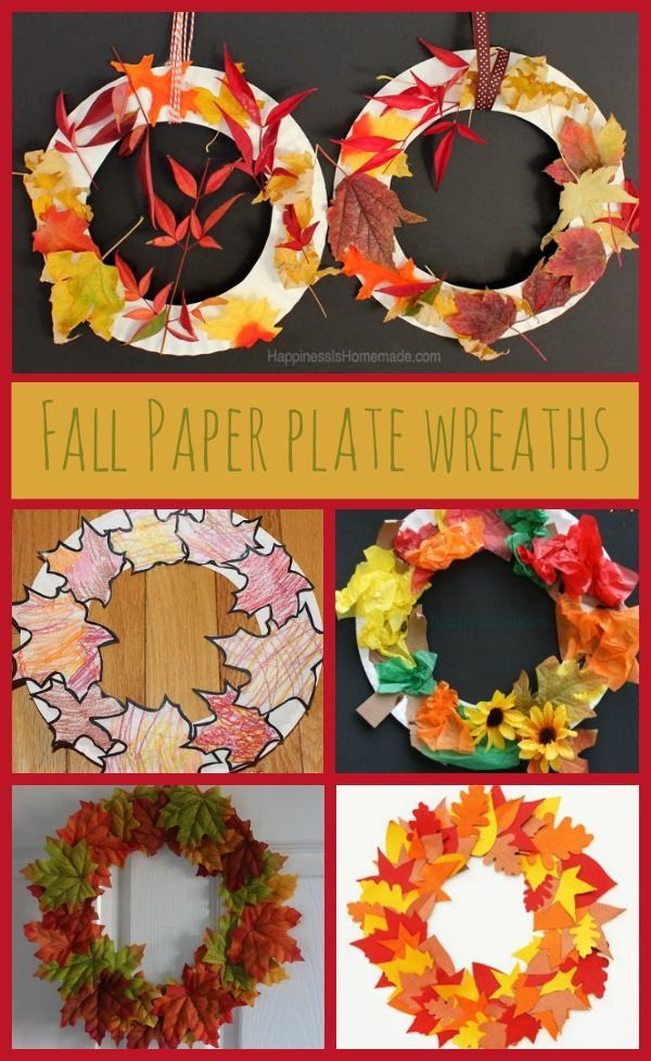 Paper plate Autumn/Fall leaf wreaths - Paper plate Autumn/Fall leaf wreaths -   16 diy Kids autumn ideas