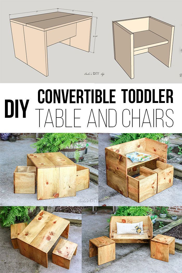 Convertible DIY Toddler Table and Chair Set - With Plans - Convertible DIY Toddler Table and Chair Set - With Plans -   16 diy Kids wood ideas