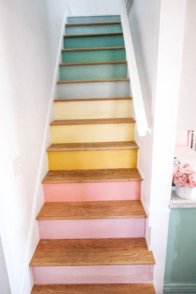 Reveal! Rainbow Stairs - at home with Ashley - Reveal! Rainbow Stairs - at home with Ashley -   16 diy Projects paint ideas