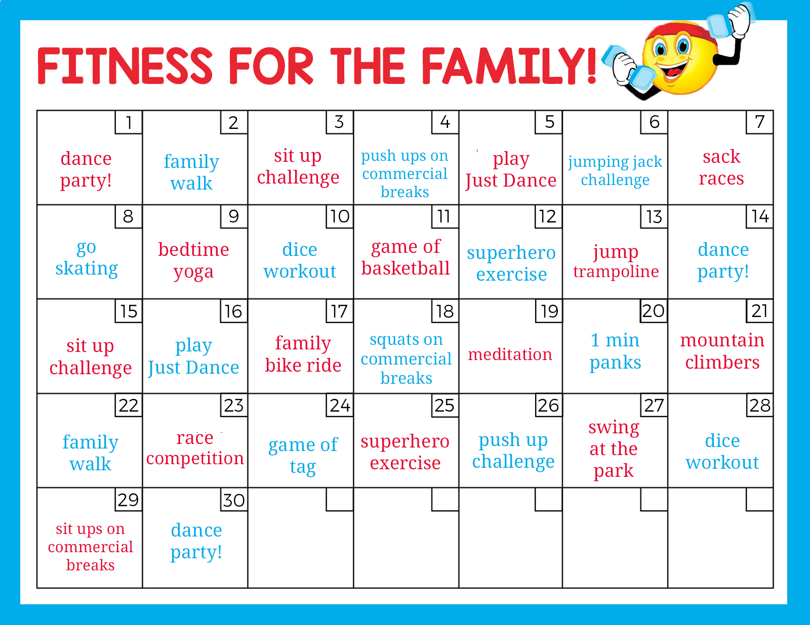 30 Day Family Fitness Challenge - 30 Day Family Fitness Challenge -   16 fitness fun ideas