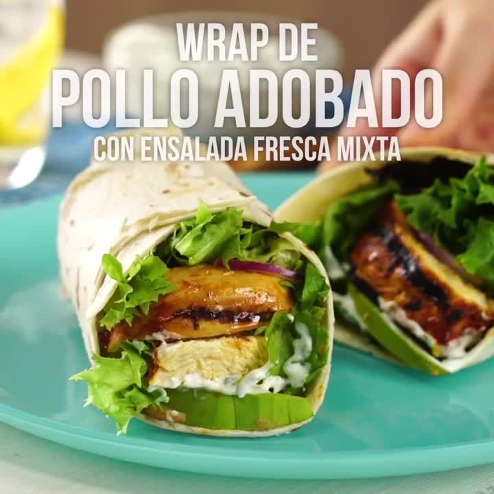 Wrap de Pollo Adobado con Ensalada Mixta - Wrap de Pollo Adobado con Ensalada Mixta -   16 pollo fitness Recetas ideas