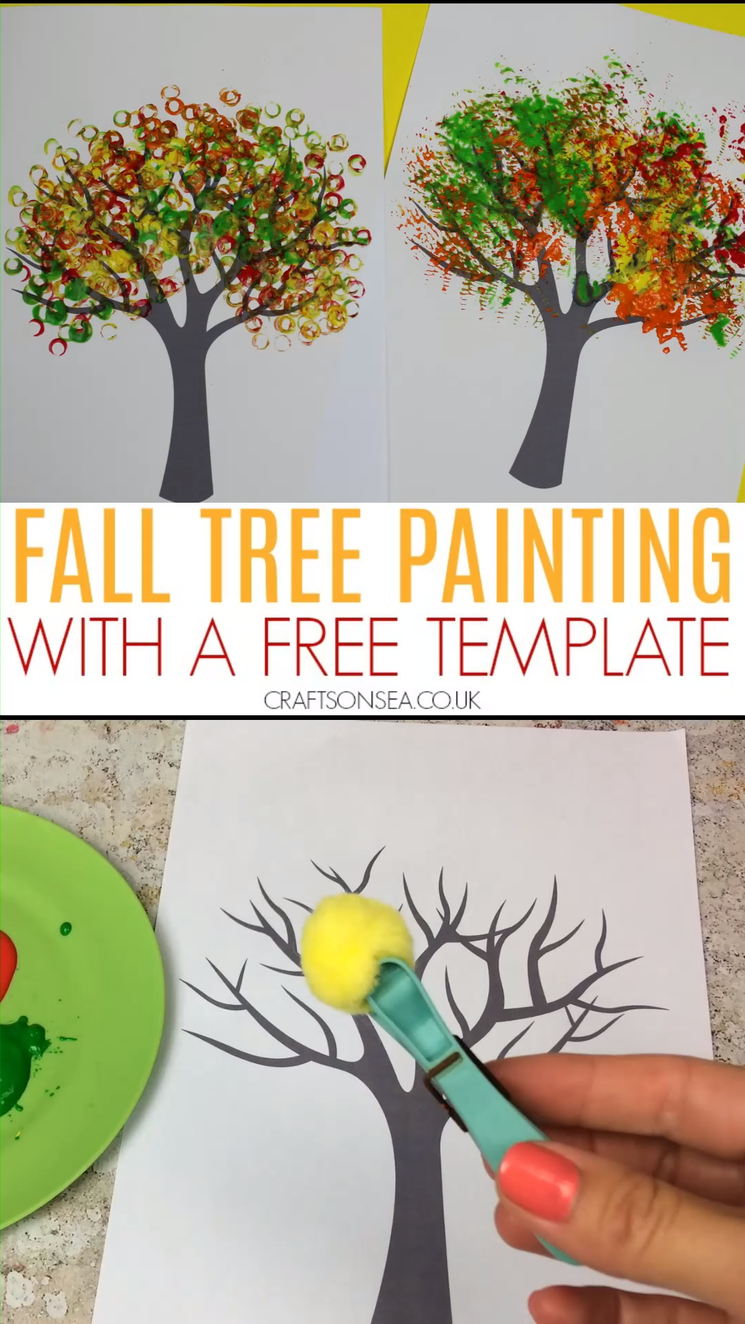 Fall tree painting craft for kids with a free printable - Fall tree painting craft for kids with a free printable -   17 diy Kids fall ideas