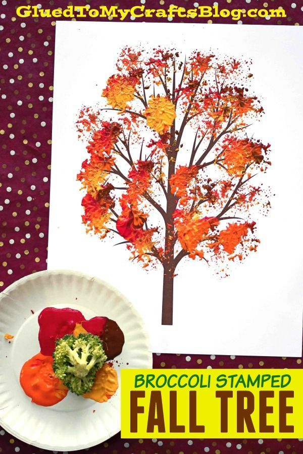 Broccoli Stamped Fall Tree - Kid Craft - Broccoli Stamped Fall Tree - Kid Craft -   17 diy Kids fall ideas