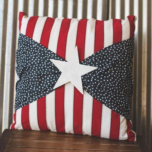 Patriotic Flag Pillow with Star - Patriotic Flag Pillow with Star -   17 diy Pillows blue ideas