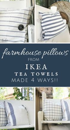 DIY Ikea Tea Towel Farmhouse Pillows 4 Ways!! - DIY Ikea Tea Towel Farmhouse Pillows 4 Ways!! -   17 diy Pillows designs ideas