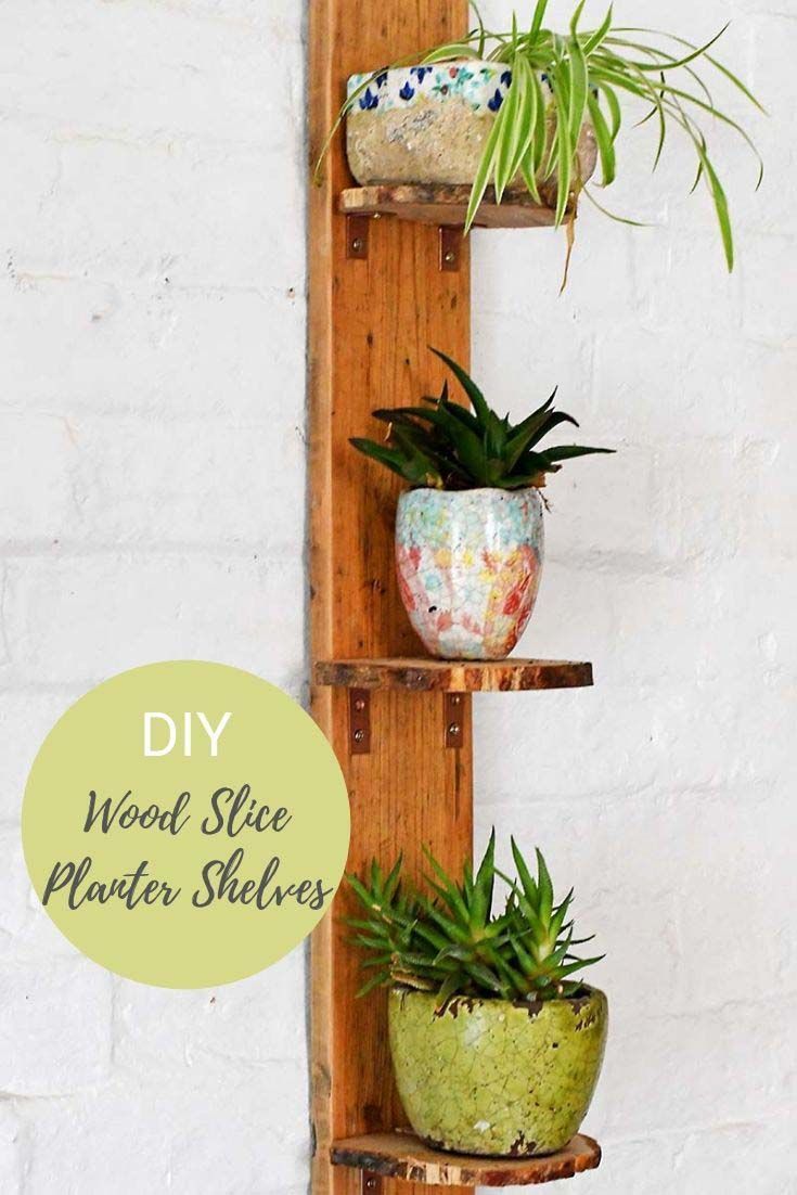 How To Make Diy Plant Shelves Using Wood Slices - How To Make Diy Plant Shelves Using Wood Slices -   17 diy Shelves upcycle ideas