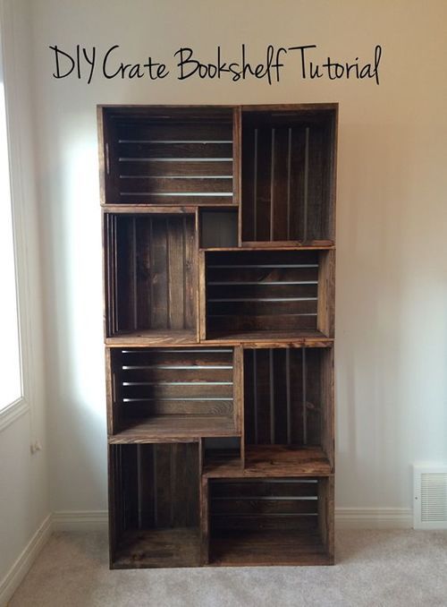 DIY Wooden Crate Bookshelf - DIY Wooden Crate Bookshelf -   17 diy Shelves upcycle ideas