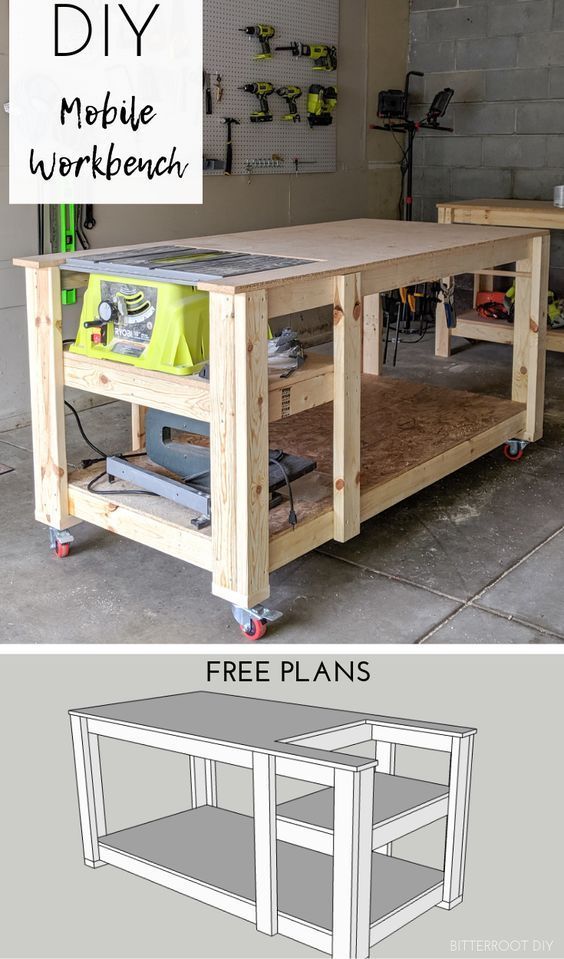 Mobile Workbench with Table Saw | - Mobile Workbench with Table Saw | -   17 diy Table saw ideas