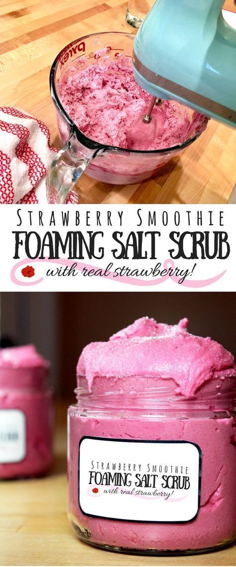 Strawberry Smoothie Foaming Salt Scrub Recipe for Glowing Skin - Strawberry Smoothie Foaming Salt Scrub Recipe for Glowing Skin -   18 diy Beauty gommage ideas