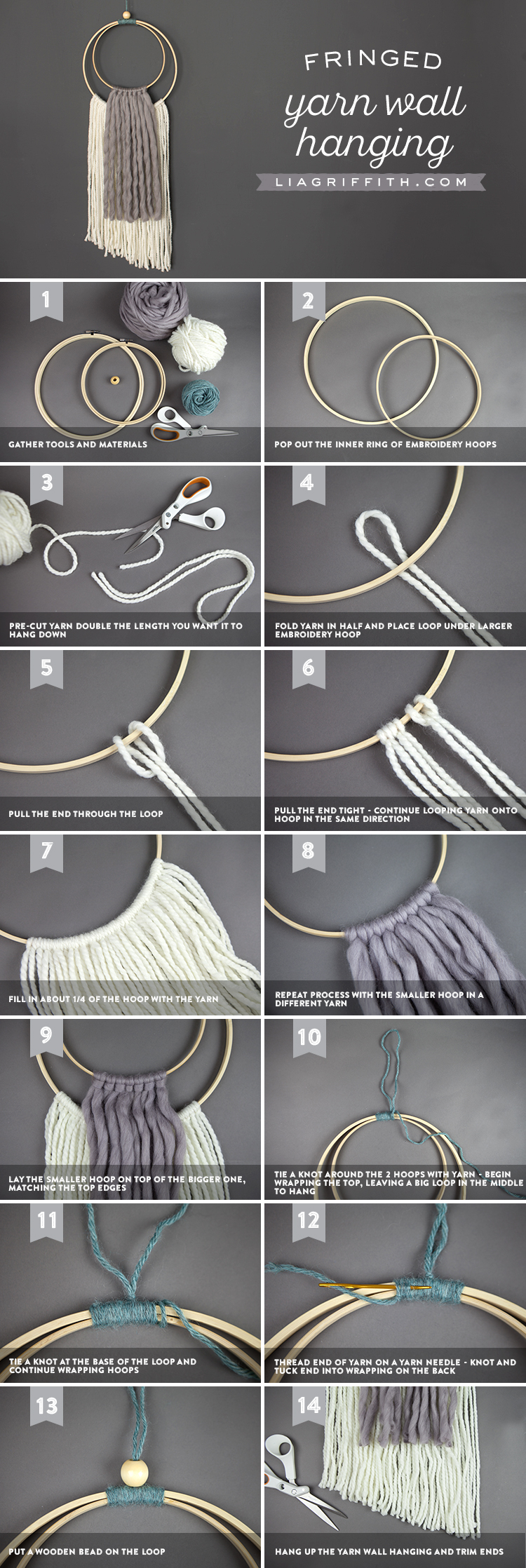 Simple DIY Yarn Wall Hanging - Simple DIY Yarn Wall Hanging -   18 diy Crafts boho ideas