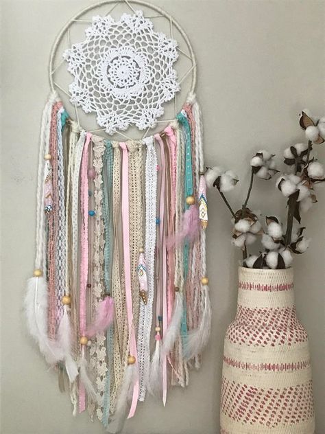 Large Pink and Blue Dream Catcher - Nursery Dream Catcher - Boho Pink Dream Catcher - Large Pink and Blue Dream Catcher - Nursery Dream Catcher - Boho Pink Dream Catcher -   18 diy Dream Catcher bohemian ideas