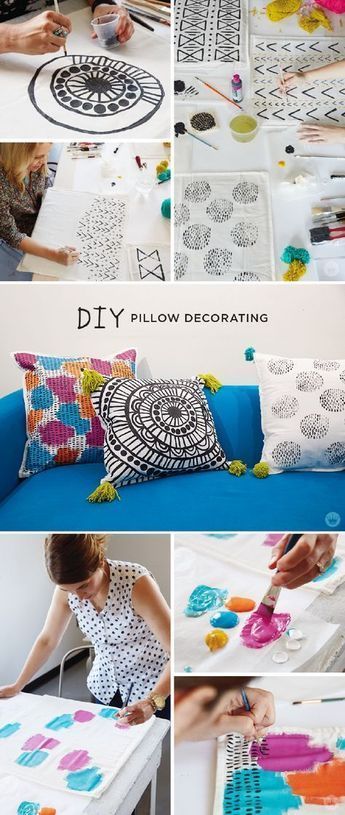DIY: PILLOW DECORATING - Think.Make.Share. - DIY: PILLOW DECORATING - Think.Make.Share. -   18 diy Pillows painted ideas