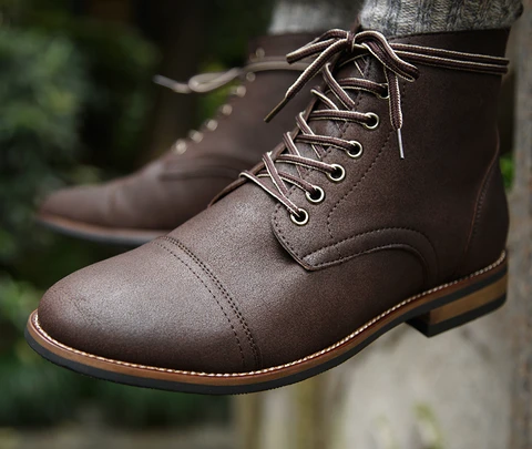 Pu Leather Lace-up Vintage British Military Boots - Pu Leather Lace-up Vintage British Military Boots -   19 british style Mens ideas