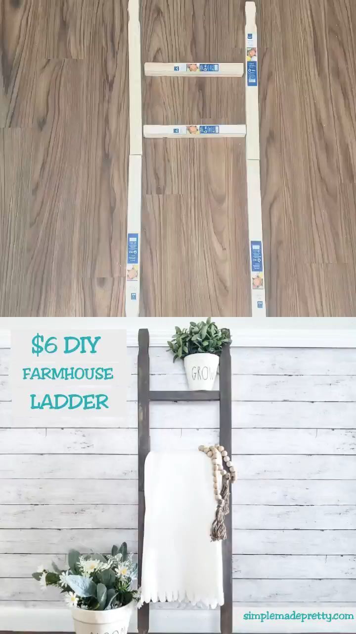 DIY Dollar Store Farmhouse Ladder | Diy ladder, Dollar tree decor - DIY Dollar Store Farmhouse Ladder | Diy ladder, Dollar tree decor -   19 diy Decoracion paint ideas