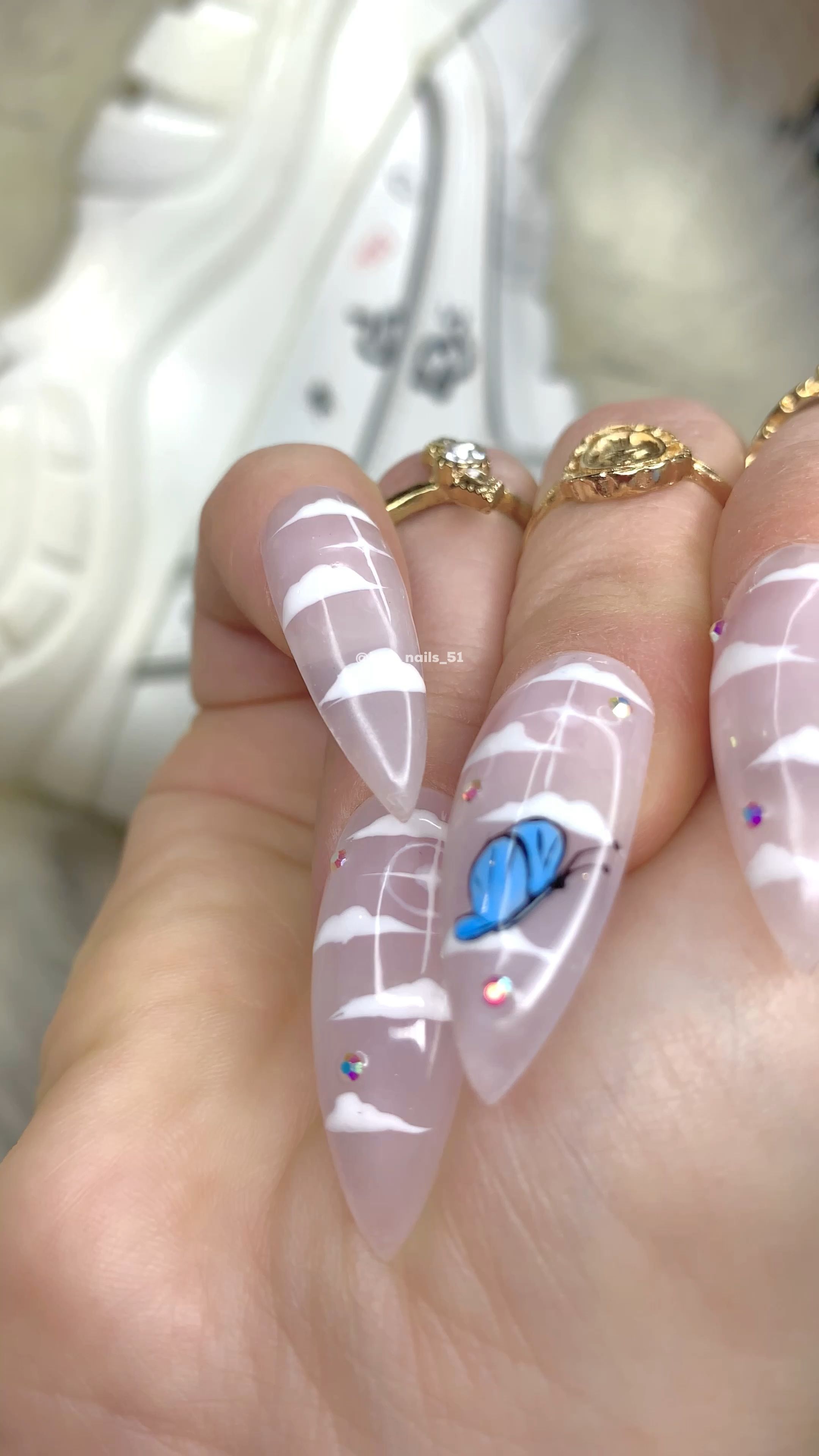 Butterfly fake nails by Kira B - Butterfly fake nails by Kira B -   9 beauty Aesthetic nails ideas