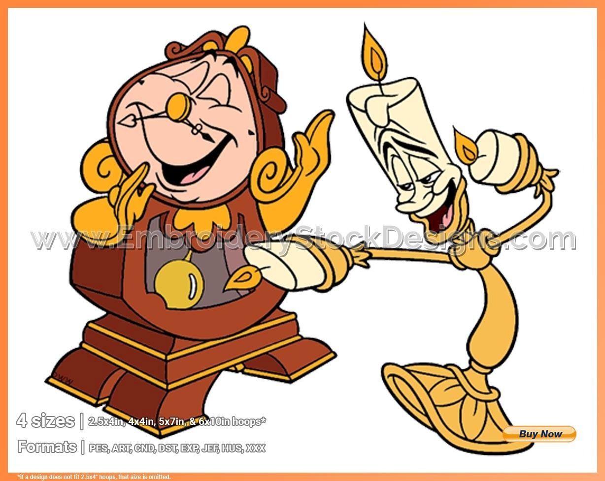 Lumiere Tickling Cogsworth - Lumiere and Cogsworth - Disney Movie Characters in 4 sizes Embroidery - MOVAD005368 - Lumiere Tickling Cogsworth - Lumiere and Cogsworth - Disney Movie Characters in 4 sizes Embroidery - MOVAD005368 -   9 beauty And The Beast characters ideas