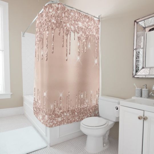 Sparkly Glitter Drips Pink Rose Gold Blush Glam Shower Curtain | Zazzle.com - Sparkly Glitter Drips Pink Rose Gold Blush Glam Shower Curtain | Zazzle.com -   10 glam beauty Room ideas