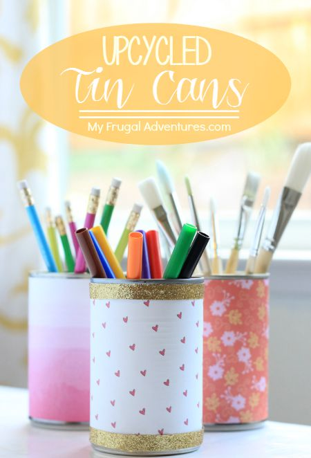 Upcycled Paper Covered Tin Cans {Back to School Craft} - My Frugal Adventures - Upcycled Paper Covered Tin Cans {Back to School Craft} - My Frugal Adventures -   11 diy Facile ecole ideas