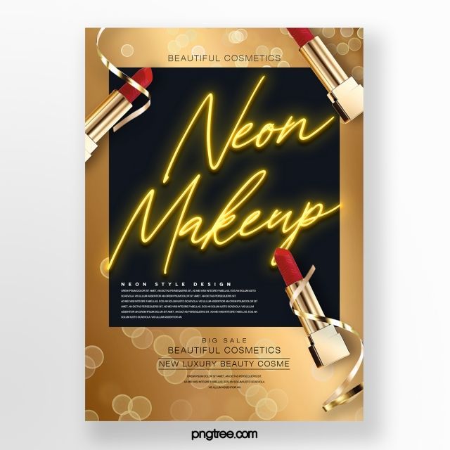 Golden Fashion Luxury Neon Makeup Effect Product Poster - Golden Fashion Luxury Neon Makeup Effect Product Poster -   11 luxury beauty Poster ideas
