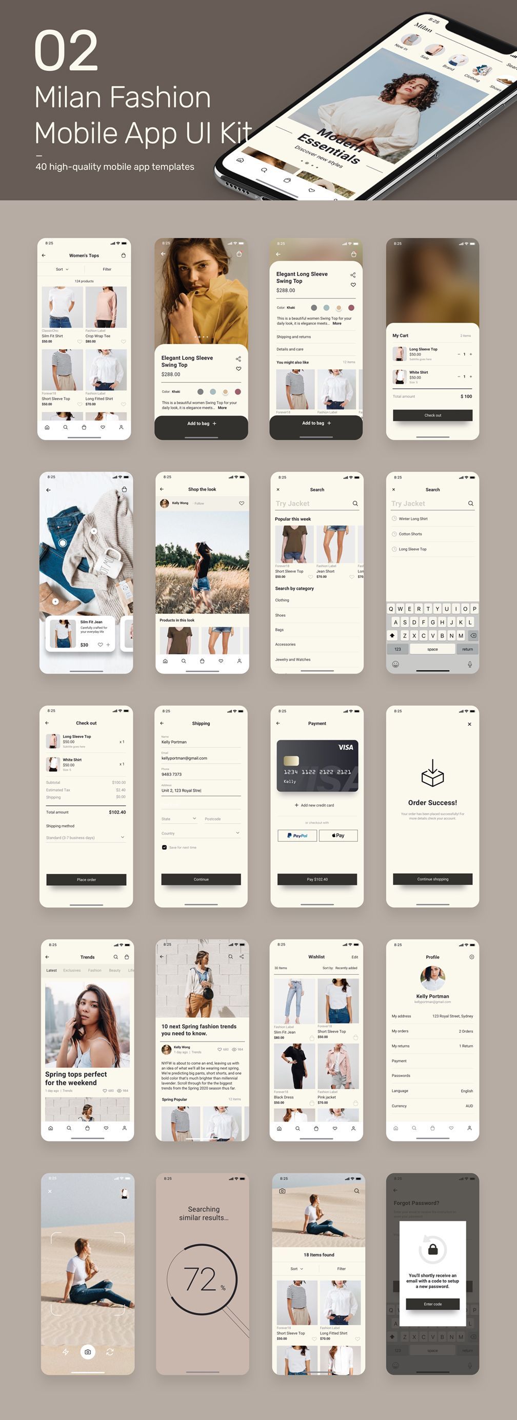 Milan Fashion App UI Kit - Milan Fashion App UI Kit -   12 app style Guides ideas