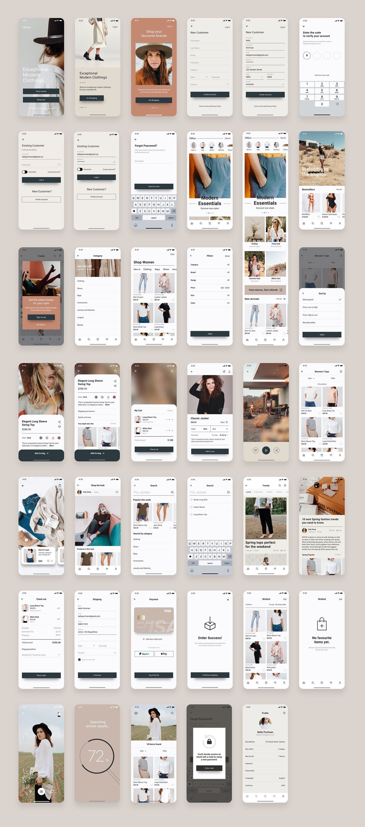 Milan Fashion App UI Kit - Design Fashion Shopping App Faster  — Interface Market - Milan Fashion App UI Kit - Design Fashion Shopping App Faster  — Interface Market -   12 app style Guides ideas