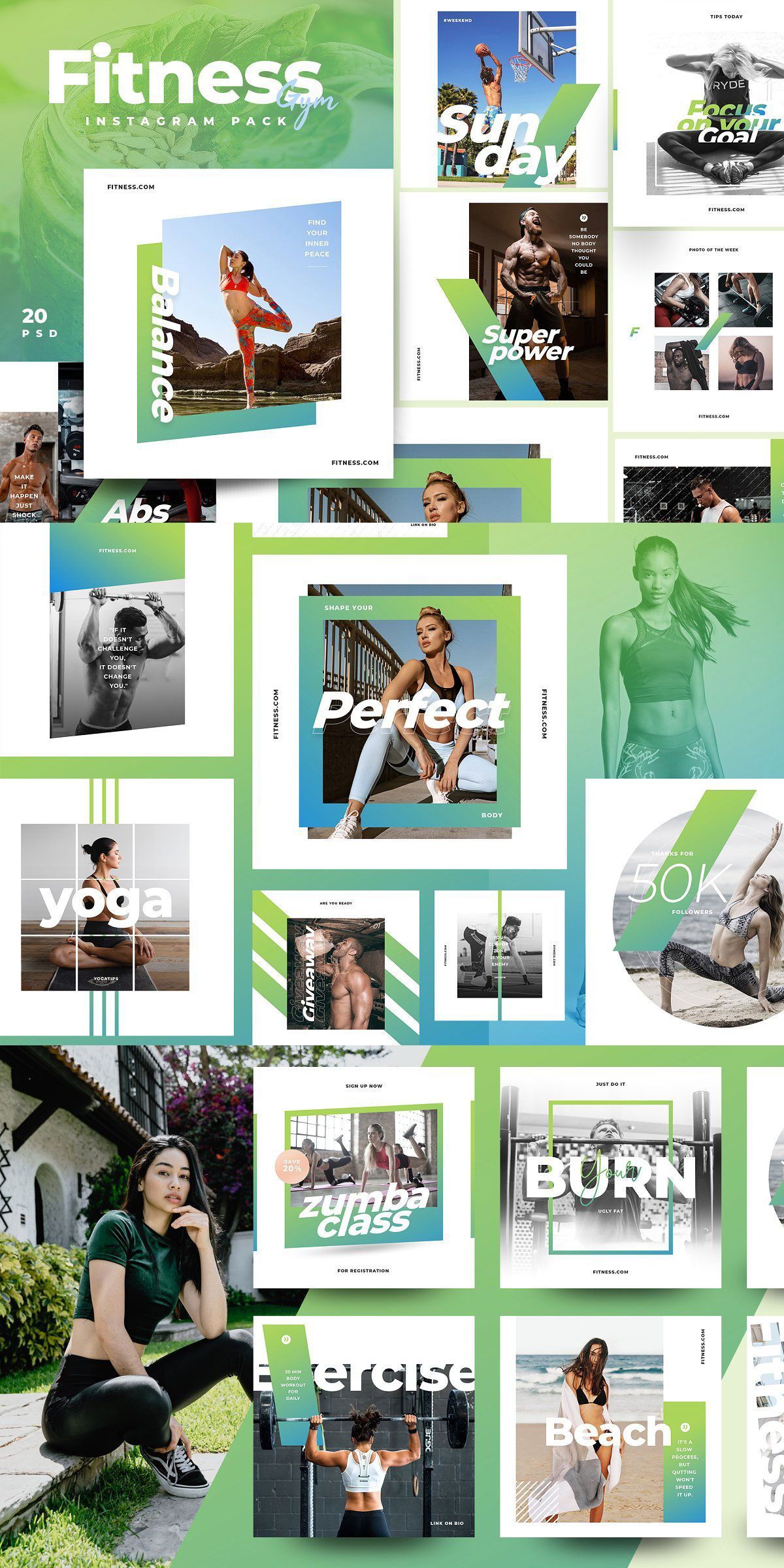 Fitness & Gym instagram pack 3.0 - Fitness & Gym instagram pack 3.0 -   12 fitness Design banner ideas