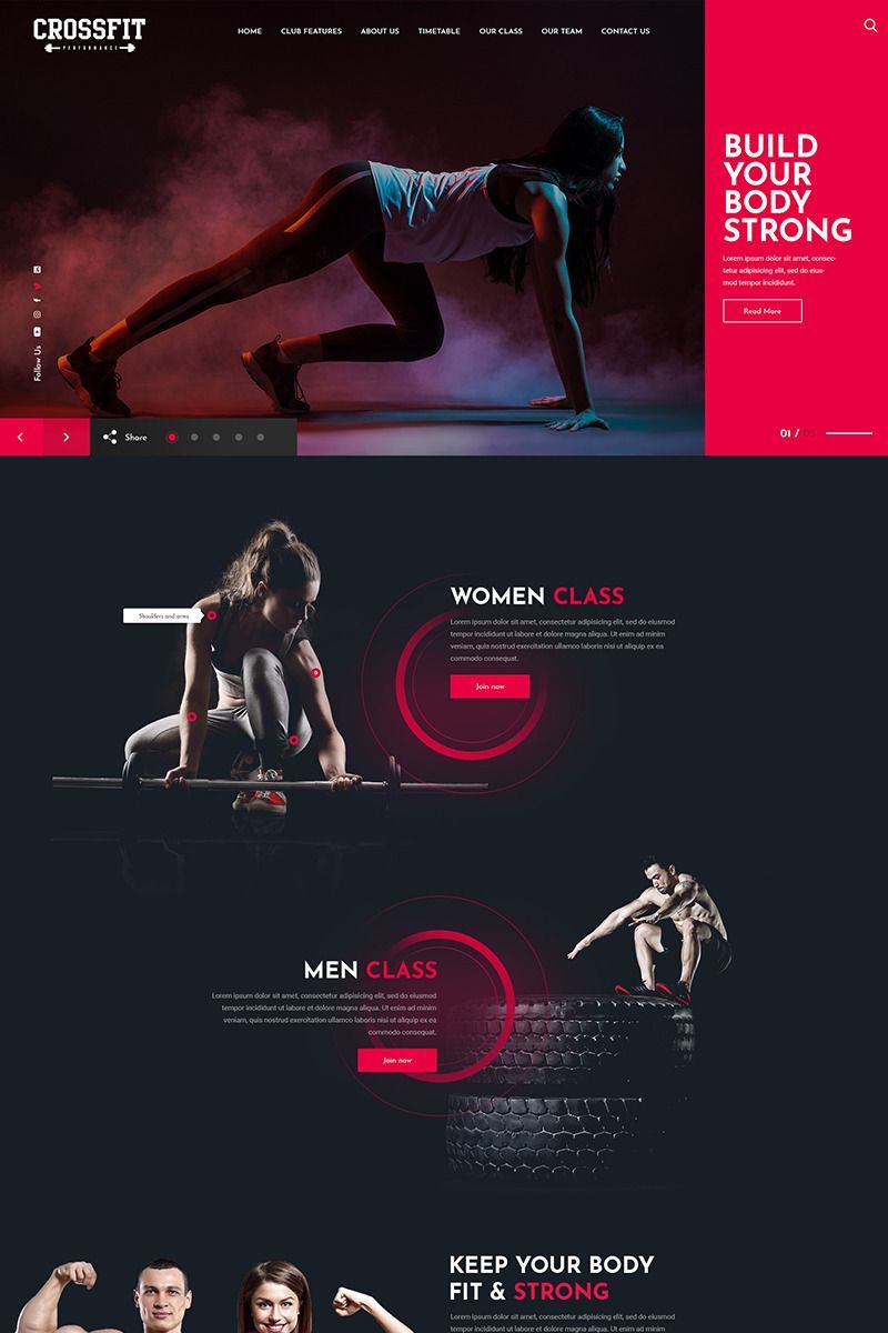 Crossfit Fitness One Page PSD Template #83866 - Crossfit Fitness One Page PSD Template #83866 -   12 fitness Design banner ideas