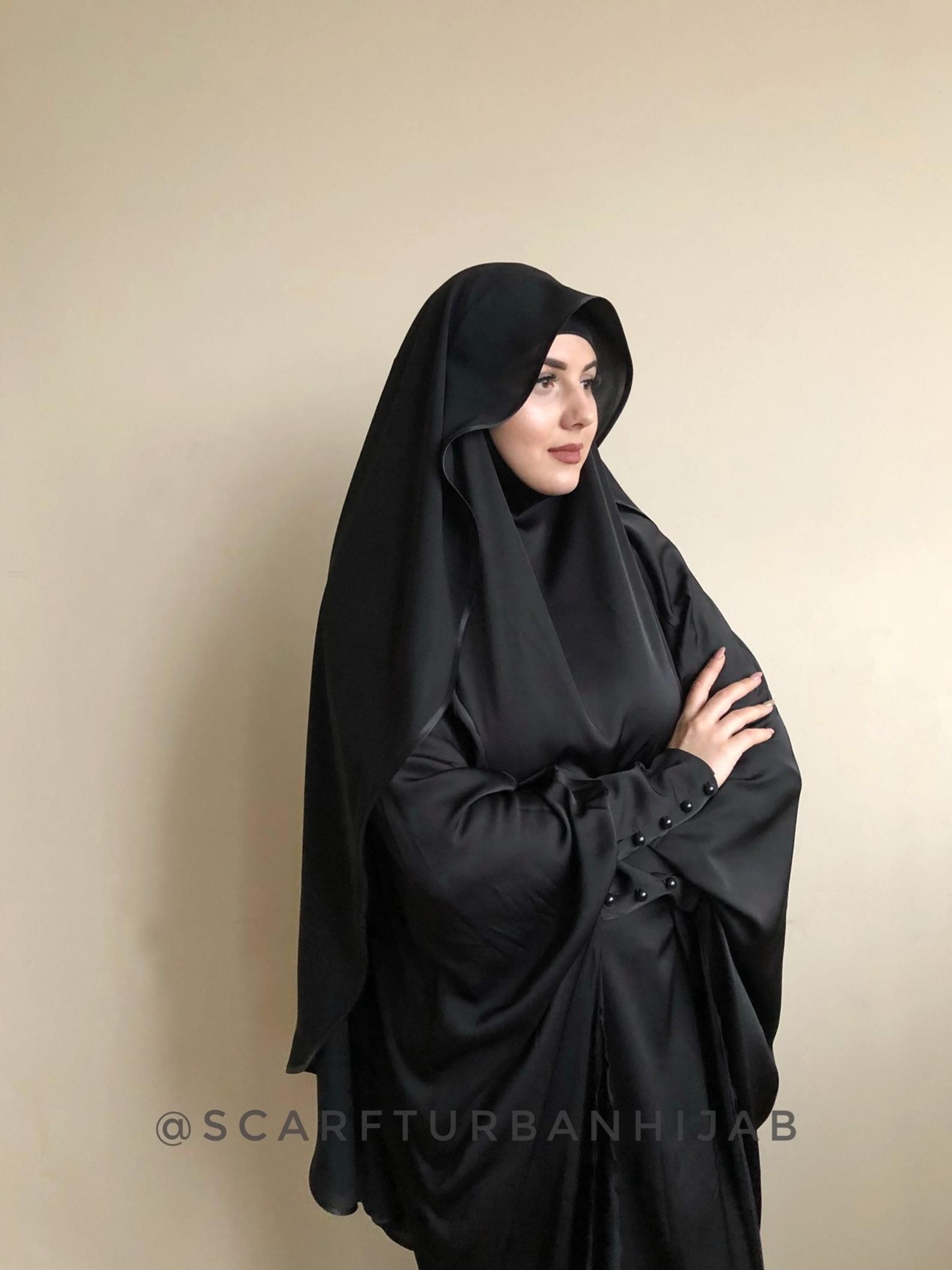 Black Crepe chiffon veil, Muslim clothing, hijab - Black Crepe chiffon veil, Muslim clothing, hijab -   12 style Black hijab ideas
