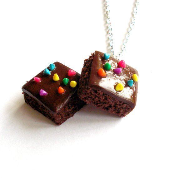 Brownie Necklace, Chocolate Necklace, Cosmic Brownie Charm, Miniature Food Jewelry, Polymer Clay Food Charm, Kawaii Jewelry - Brownie Necklace, Chocolate Necklace, Cosmic Brownie Charm, Miniature Food Jewelry, Polymer Clay Food Charm, Kawaii Jewelry -   13 diy Food cute ideas