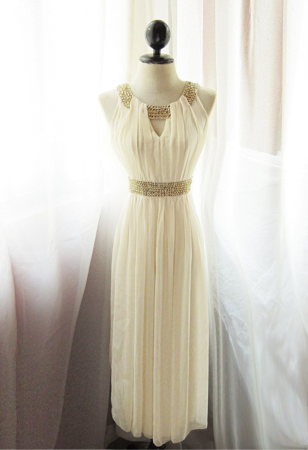 Items similar to Egyptian Goddess Soft French Cream Chiffon Long Dress Romance Dreamy Old World Charm Flowy Angel Marie Antoinette Gown on Etsy - Items similar to Egyptian Goddess Soft French Cream Chiffon Long Dress Romance Dreamy Old World Charm Flowy Angel Marie Antoinette Gown on Etsy -   13 egyptian style Dress ideas