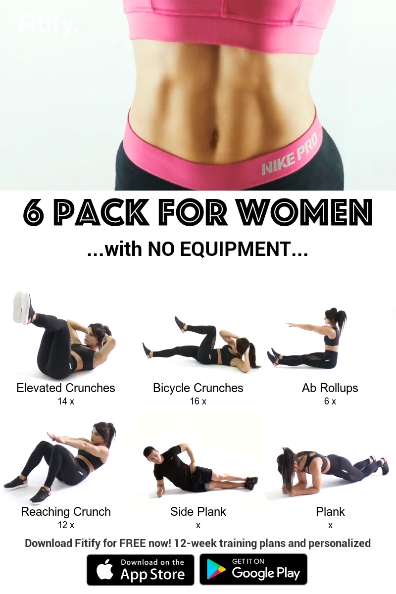 Six Pack Routine with NO Equipment for WOMEN - Six Pack Routine with NO Equipment for WOMEN -   13 fitness Training simple ideas