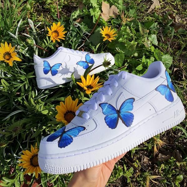 Blue Butterfly AF1 - Blue Butterfly AF1 -   13 style Aesthetic shoes ideas
