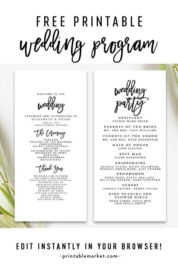 Free Editable Wedding Program Template - Elegant Black and White - Instant Download Printable | Prin - Free Editable Wedding Program Template - Elegant Black and White - Instant Download Printable | Prin -   14 diy Wedding planner ideas