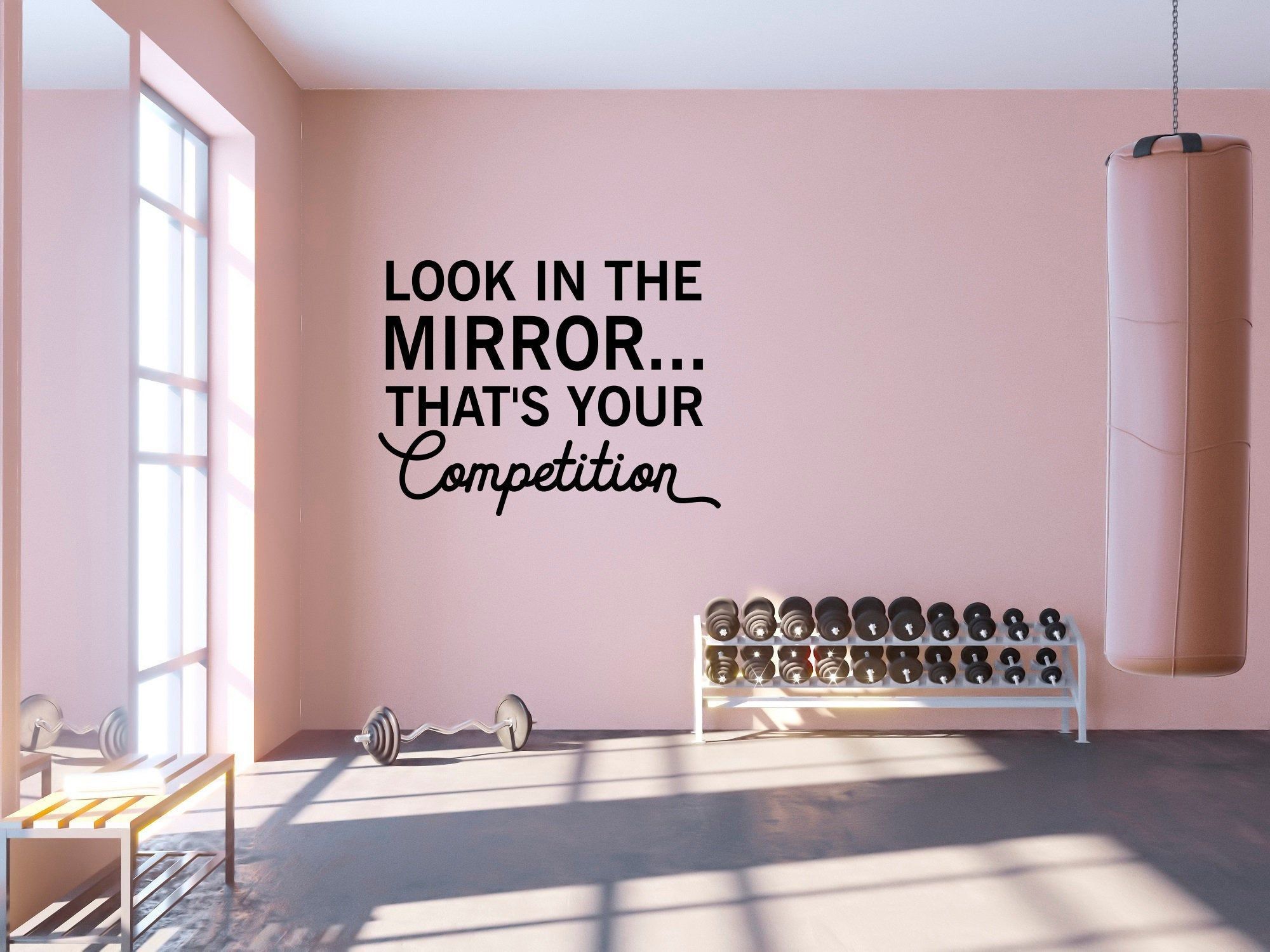 Look in the Mirror...That's Your Competition Quote Wall Decal - Sport Vinyl Stickers, Motivational Gym Decal, Fitness Quote Wall Decal SB155 - Look in the Mirror...That's Your Competition Quote Wall Decal - Sport Vinyl Stickers, Motivational Gym Decal, Fitness Quote Wall Decal SB155 -   14 fitness Room photography ideas