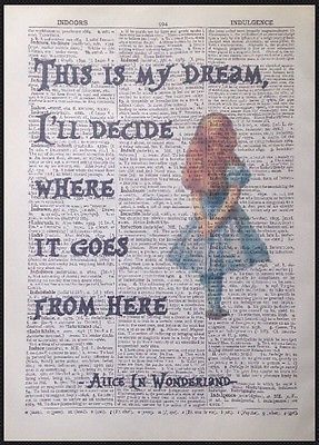 Alice In Wonderland Quote Vintage Dictionary Book Page Print Wall Art Picture  | eBay - Alice In Wonderland Quote Vintage Dictionary Book Page Print Wall Art Picture  | eBay -   15 beauty Pictures wonderland ideas