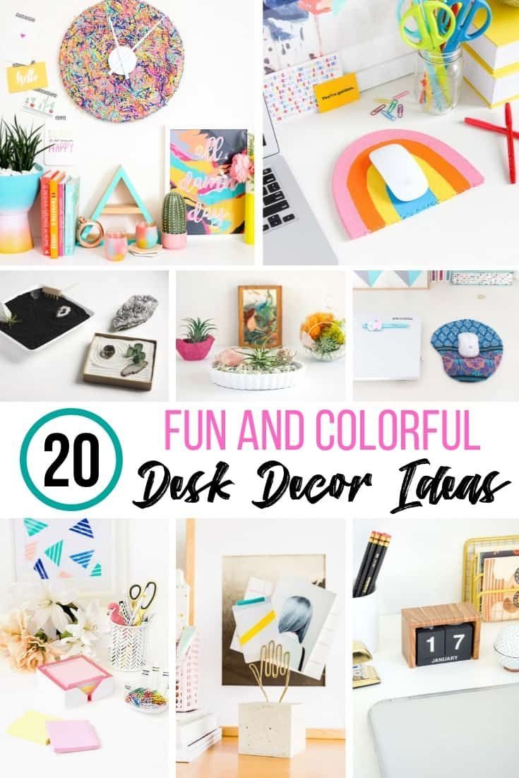 20 Colorful DIY Desk Decor Ideas to Keep You Organized - 20 Colorful DIY Desk Decor Ideas to Keep You Organized -   15 diy Desk decorations ideas