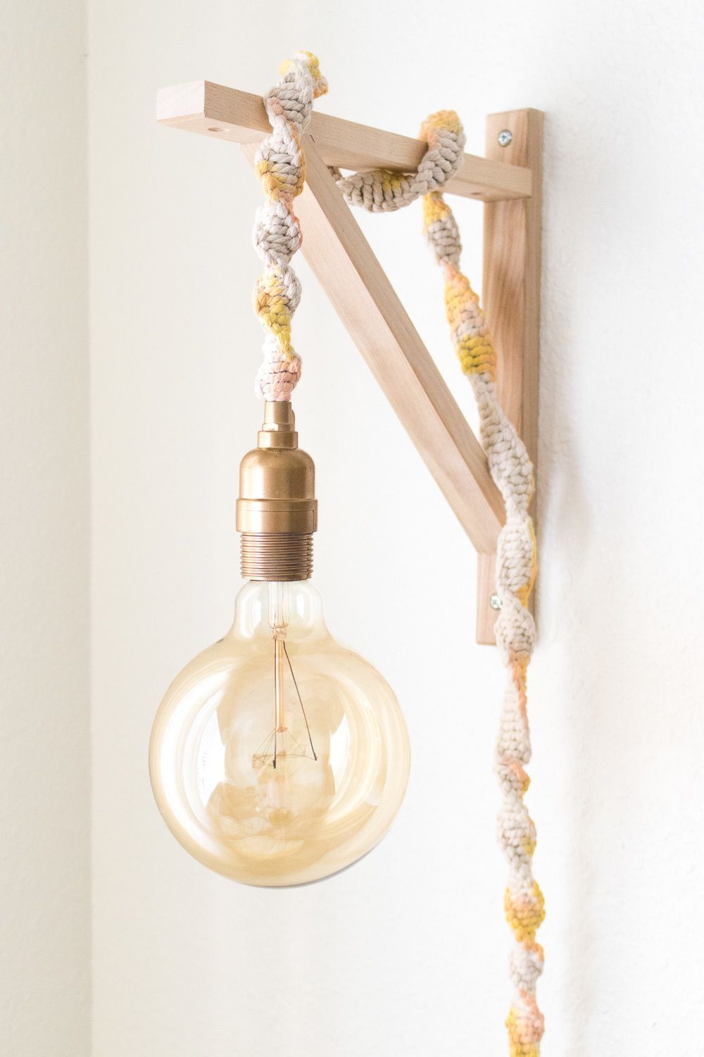 Make a Macrame Wrapped Wall Light in Less than an Hour - Make a Macrame Wrapped Wall Light in Less than an Hour -   15 diy Lamp rope ideas