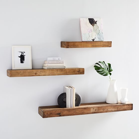 Reclaimed Wood Floating Shelf - Reclaimed Wood Floating Shelf -   15 diy Shelves living ideas