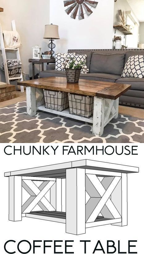 Chunky Farmhouse Coffee Table - Chunky Farmhouse Coffee Table -   15 diy Table living room ideas