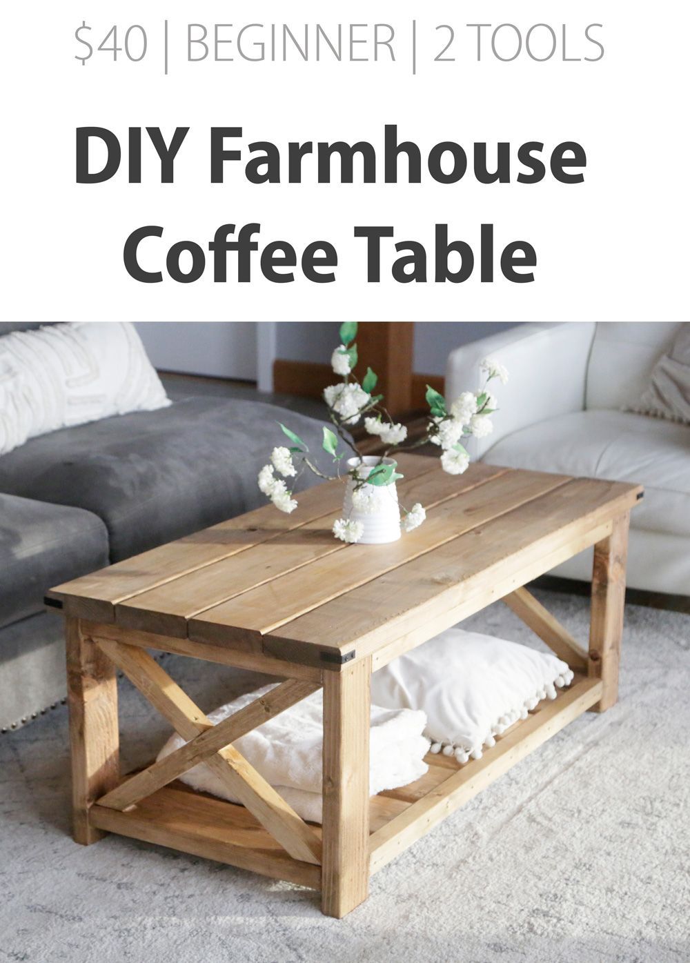 Farmhouse Coffee Table [Beginner/Under $40] | Ana White - Farmhouse Coffee Table [Beginner/Under $40] | Ana White -   15 diy Table living room ideas