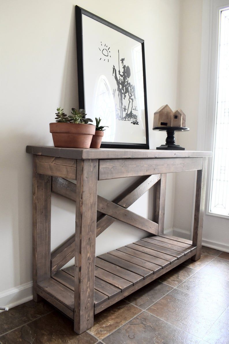 Handcrafted Wood Rustic Console Table Modern Farmhouse - Handcrafted Wood Rustic Console Table Modern Farmhouse -   15 diy Table living room ideas