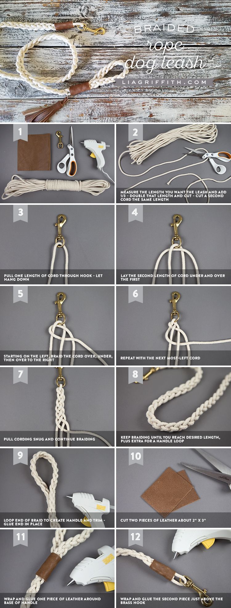 DIY Dog Leash Tutorial with Braided Rope - DIY Dog Leash Tutorial with Braided Rope -   15 dog diy Projects ideas