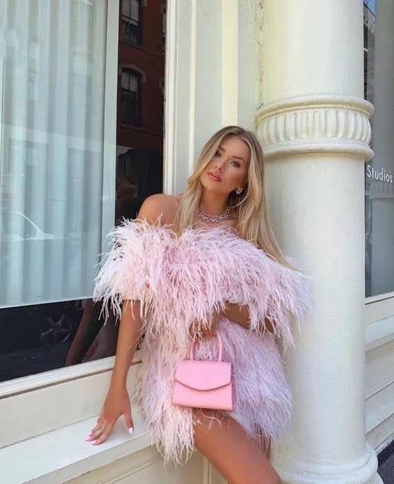 SGinstar Sophie  Pale Pink Off Shoulder Feathers Mini Dress Feather Cocktail Dress Feather Prom Dress Ostrich Feather Dress Wedding Dress - SGinstar Sophie  Pale Pink Off Shoulder Feathers Mini Dress Feather Cocktail Dress Feather Prom Dress Ostrich Feather Dress Wedding Dress -   15 fitness Fashion pink ideas