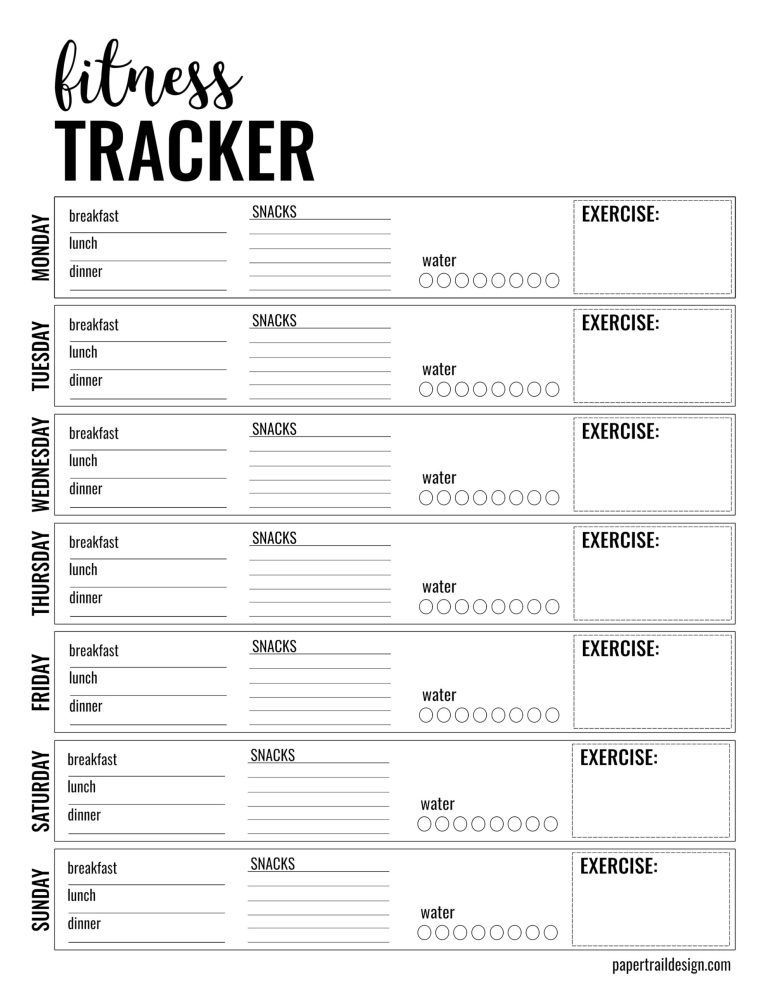 Health & Fitness Tracker Free Printable Planner Page - Paper Trail Design - Health & Fitness Tracker Free Printable Planner Page - Paper Trail Design -   15 fitness Planner quotes ideas
