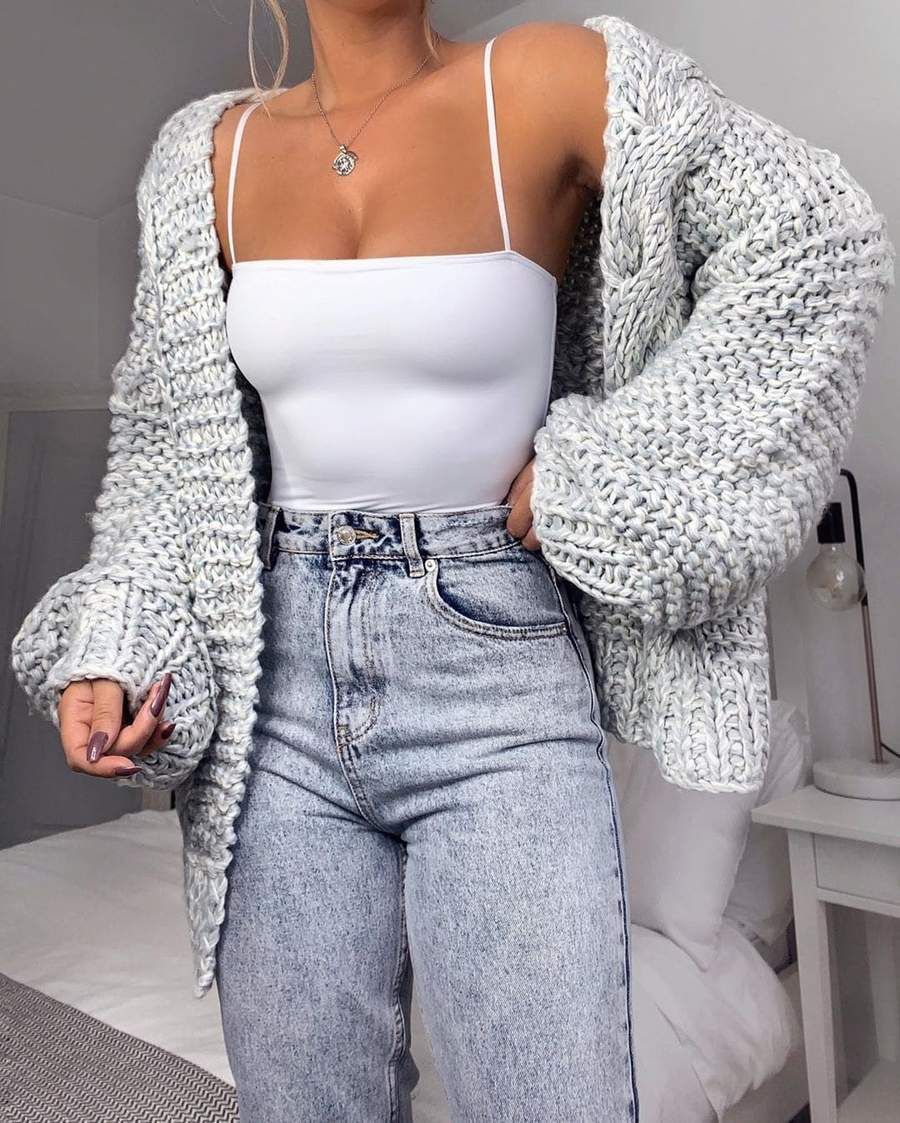 Loose Knitted Casual Cardigan Tops Women Long Sleeve Sweaters - Loose Knitted Casual Cardigan Tops Women Long Sleeve Sweaters -   15 style Casual teenager ideas