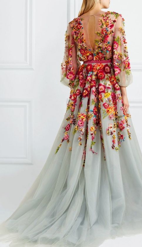 handmade custom This Blue long sleeves prom dress Floral Embroidered party  Gown  3D flowers  wedding dress - handmade custom This Blue long sleeves prom dress Floral Embroidered party  Gown  3D flowers  wedding dress -   beauty Dresses floral