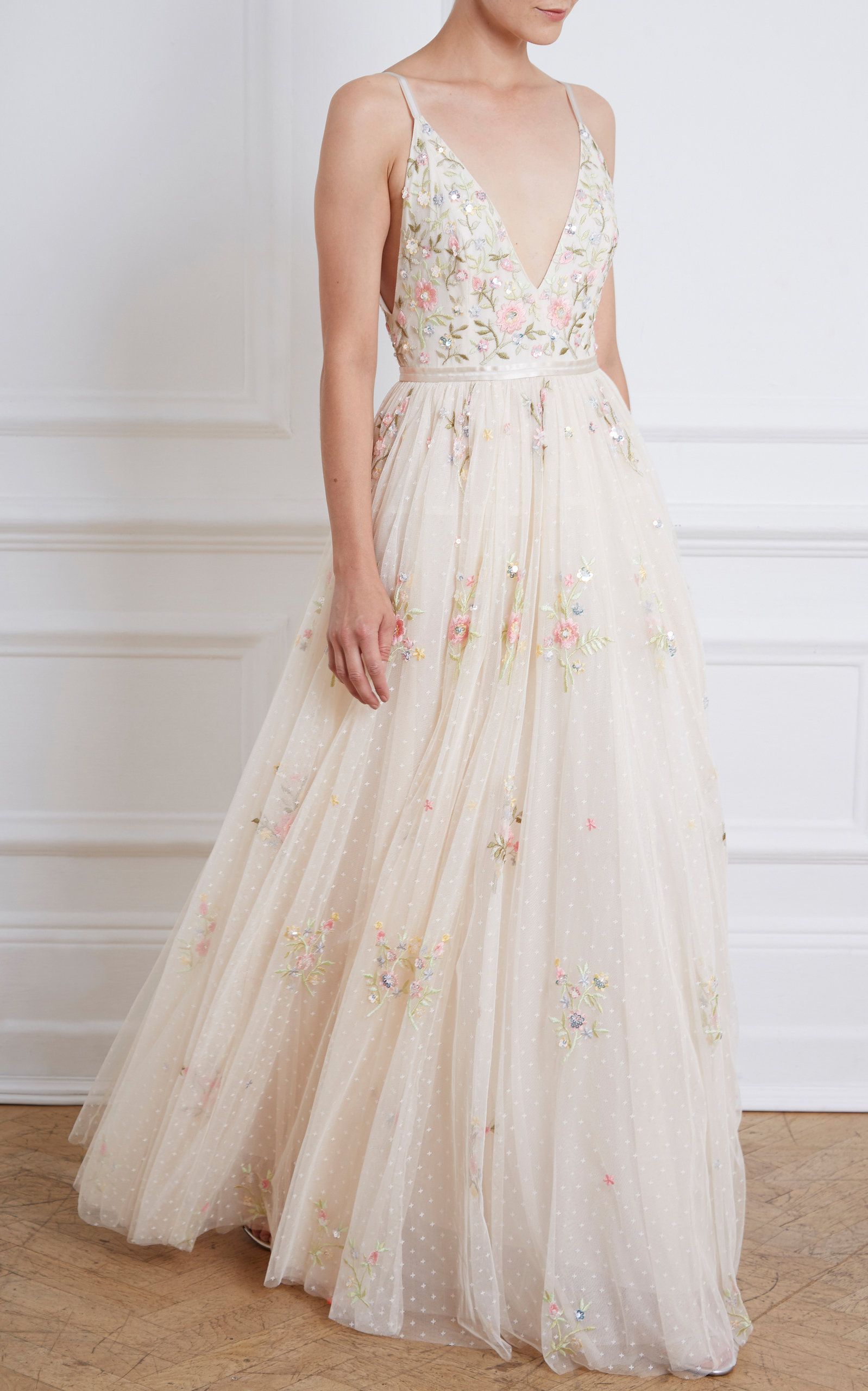 Petunia Floral-Embroidered Tulle Gown  by Needle & Thread | Moda Operandi - Petunia Floral-Embroidered Tulle Gown  by Needle & Thread | Moda Operandi -   16 beauty Dresses floral ideas